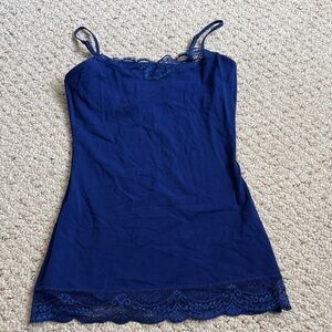 Express Women's Lace Trim Cami Tank Top - Navy Royal blue xs NEW 90s